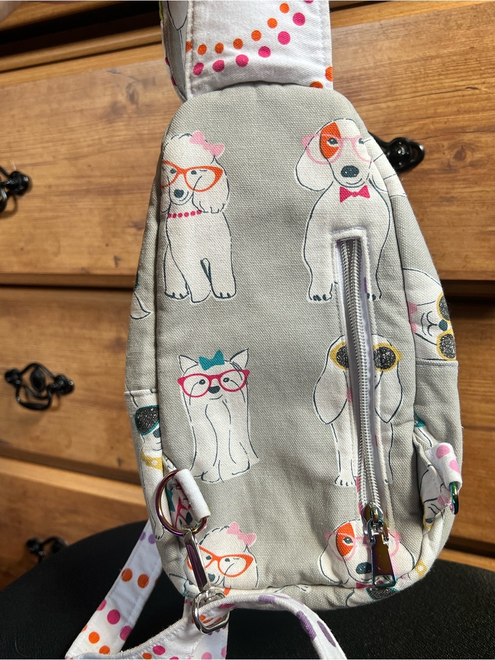 Ginger Lu Creations Gray Dog Print Crossbody Sling Bag View 4